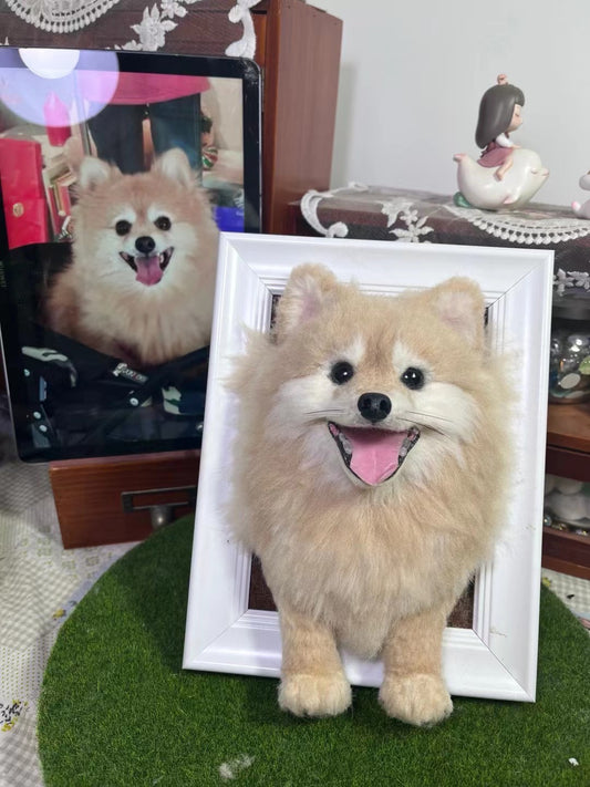 Customized Wool Felt Pet Half-length Portrait With A Frame - 3D Sculpture