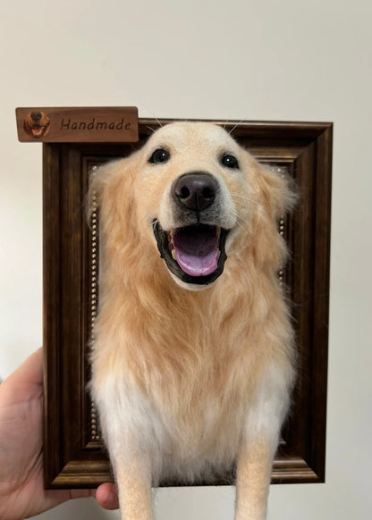 Customized Wool Felt Pet Half-length Portrait With A Frame - 3D Sculpture
