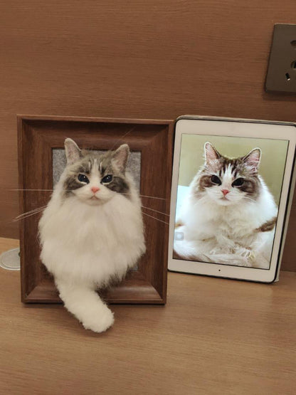 Customized Wool Felt Pet Half-length Portrait With A Frame - 3D Sculpture