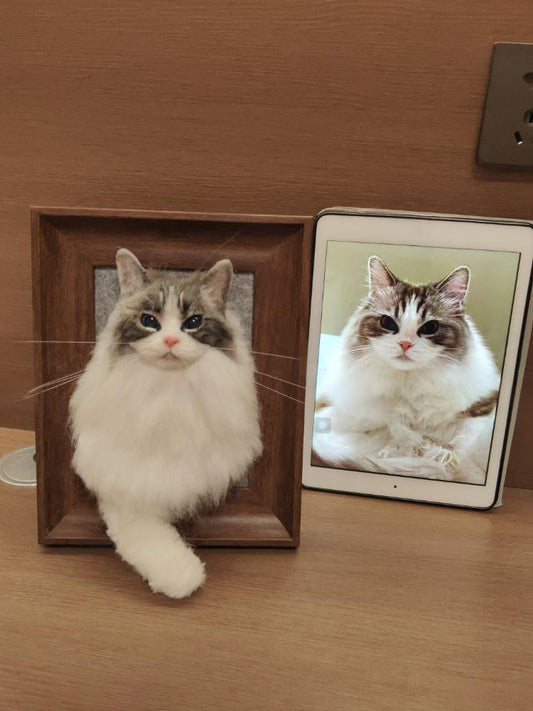 Customized Wool Felt Pet Half-length Portrait With A Frame - 3D Sculpture
