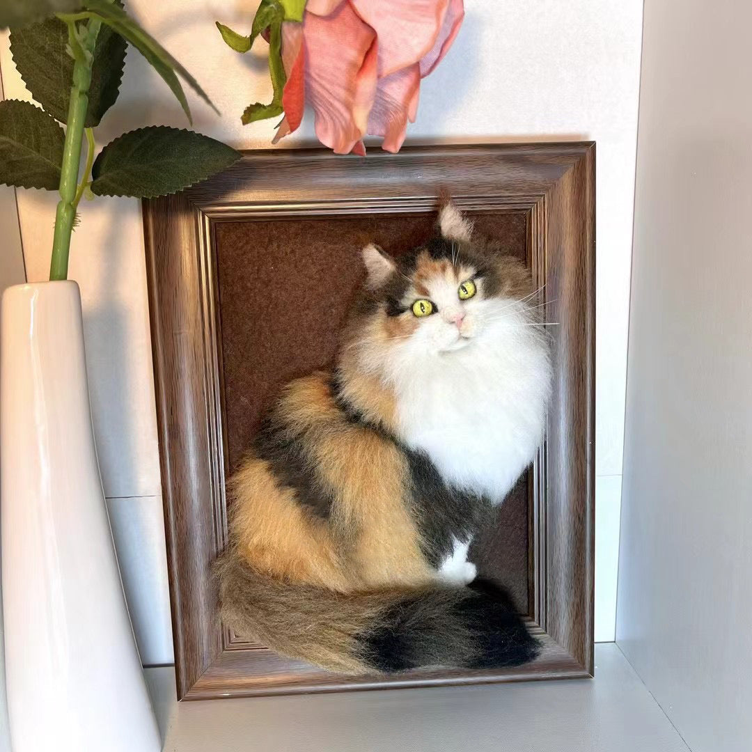 Customized Wool Felt Pet Full-body Portrait With A Frame - 3D Sculpture