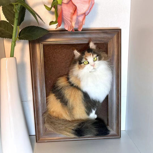 Customized Wool Felt Pet Full-body Portrait With A Frame - 3D Sculpture