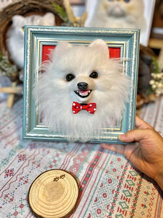 Custom Wool Felt Pet Portrait with Frame - 3D Shadow
